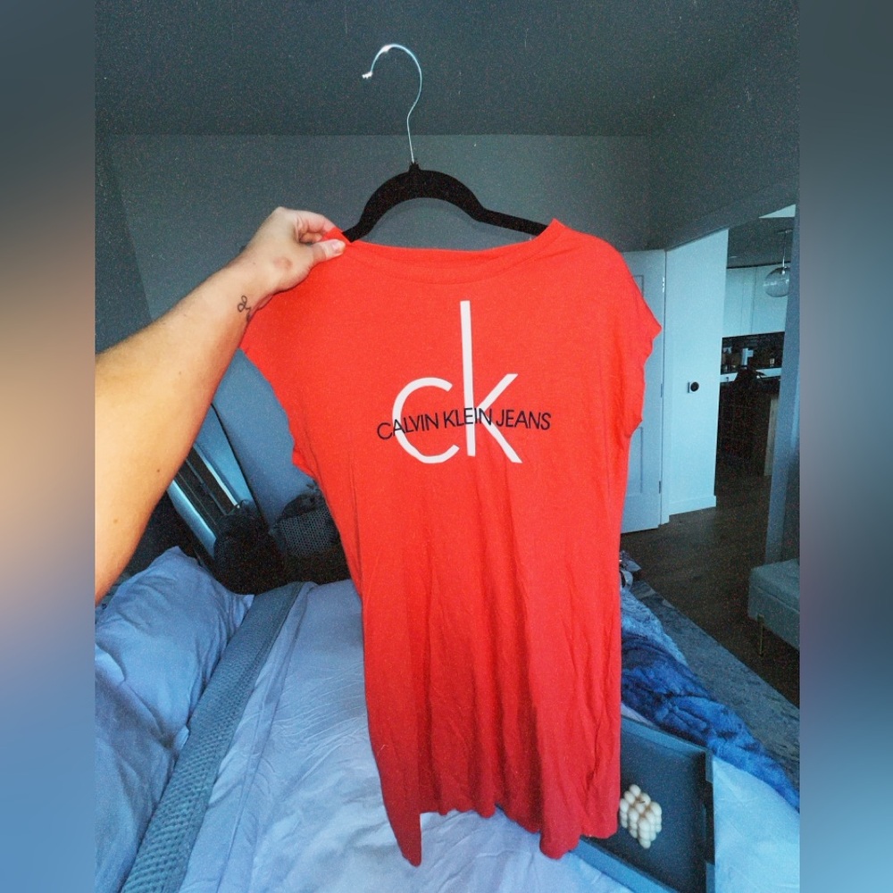 Calvin Klein orange T-shirt dress